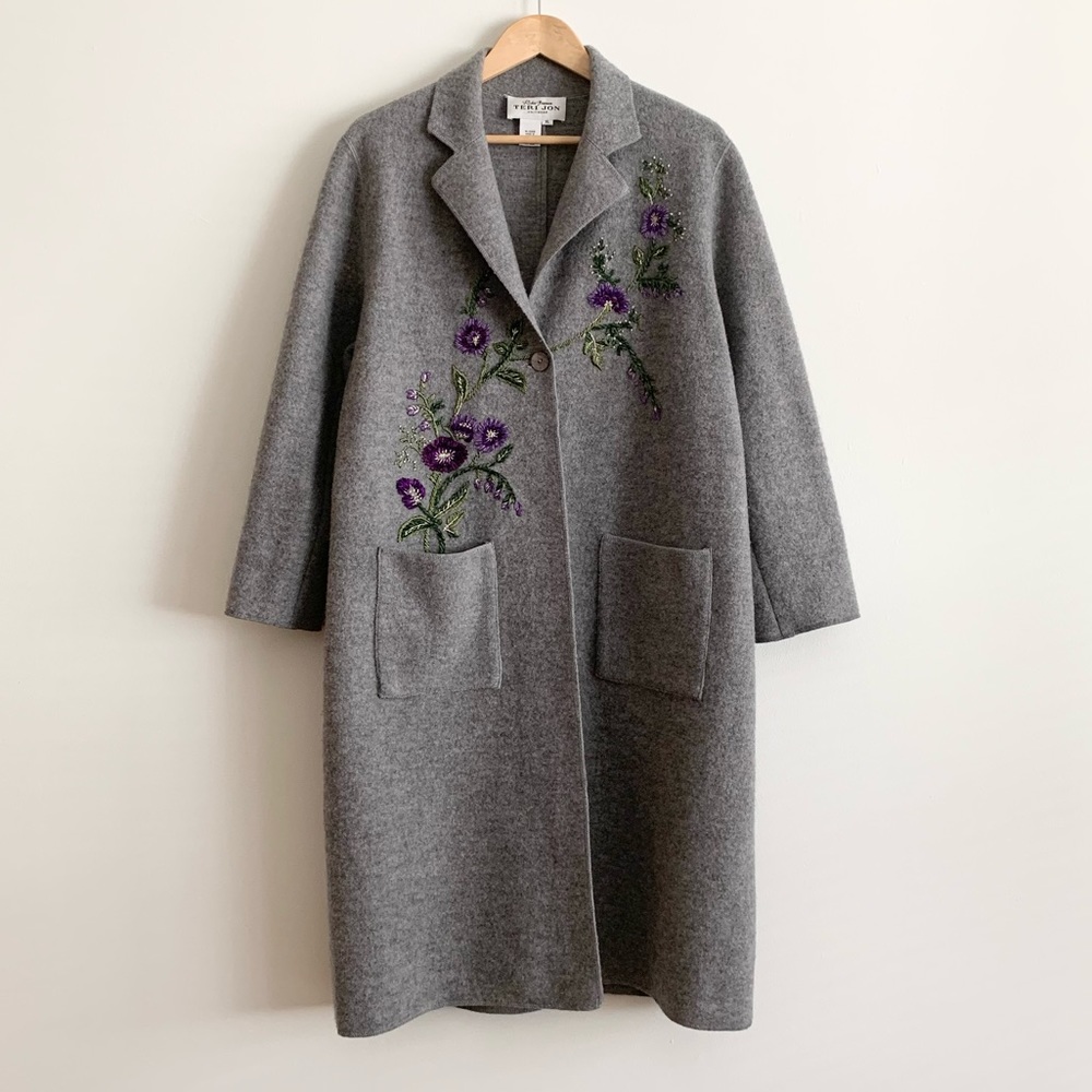 SOLD!Vintage Rickie Freeman for Teri Jon Grey Coat - Picture 8 of 14